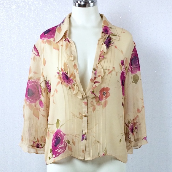 Spenser Jeremy Tops - Spenser Jeremy Blouse Floral Ruffle Button sz 8